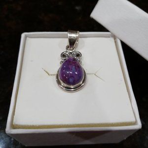 6 carat NWOT Purple Turquoise Teardrop Pendant